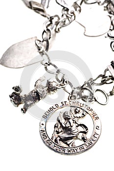 Antique st. christopher medal charm on bracelet