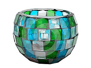 Antique Stained-Glass/Mosaic Candle Holder