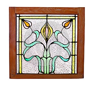 Antique stained glass window isolated.