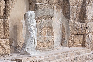 Antique statue in National Park, Caesarea, Israel