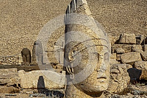 Antique statues on Nemrut mountain, Turkey. The UNESCO World Heritage Site at Mount Nemrut where King Antiochus of Commagene is