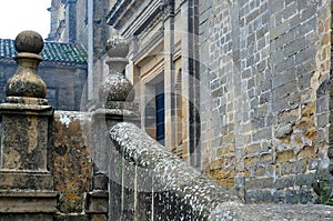 Antique stone balustrade with centenary stones