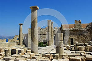 The antique stone post.