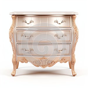 Antique Style Chest Of Drawers In Gold And Silver 3d Illustration