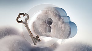 Key to the Cloud Concept Showing Data Security and Access Protection