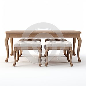 Realistic 3d Render Of Barroco Dining Table With Stools photo