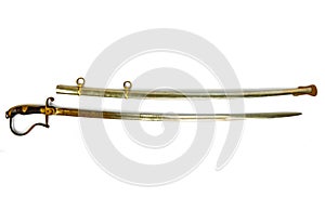 Antique Sword and sheath on isolated white background
