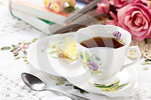 Antique tea cup on the table