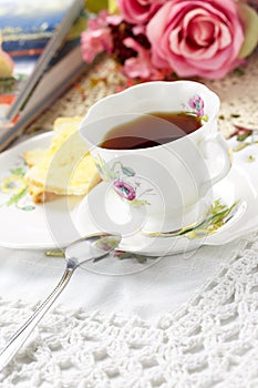 Antique tea cup on the table