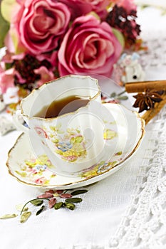 Antique tea cup on the table