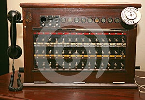 Antique telephone switchboard. photo