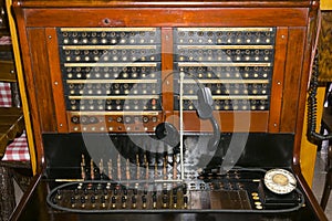 Antique telephone switchboard photo