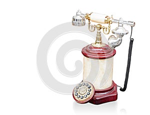 Antique telephone on white background,copy space photo