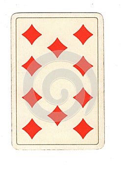 An antique ten of diamonds playing card.