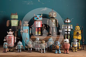 antique tin toy robots in various colors and shapes