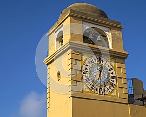 Antique tower clock in Capri Island, Italy