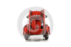 Antique Toy Fire Engine on white background, isolated