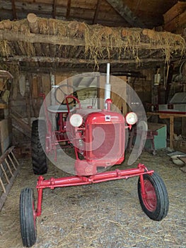 Antique Tractor in Old Barn in Nova Scotia