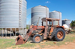 Antique Tractor and Silos