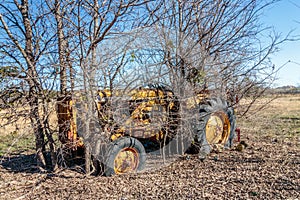 Antique Tractor Sits at the Old Crawford Mill in Walburg Texas