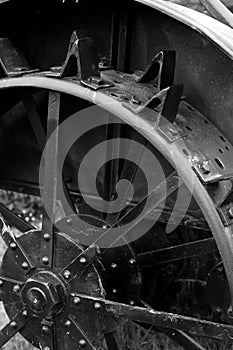 Antique tractor steel wheel photo