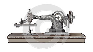Antique Treadle Sewing Machine, vector design Generative AI