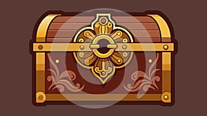 An antique trunk with intricate brass details and a weathered handle.. Vector illustration.