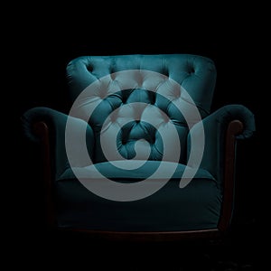 Antique Turquoise Armchair in Darkness