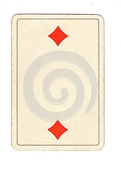 An antique two of diamonds playing card.