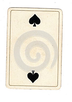 An antique two of spades playing card.