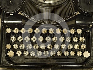 Antique typewriter keyboard from the ancient history