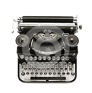 Antique typewriter a white backdrop