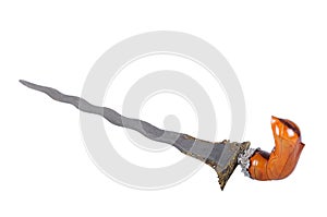 Antique typical Indonesian kris knife isolated on white background