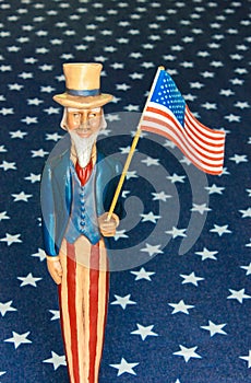 Antique Uncle Sam Figure Holding Old Glory