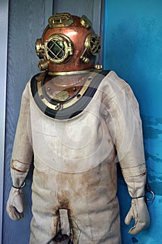 Antique underwater diving suit