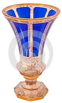 Antique vase, Bohemian glass 19th isolated on white.