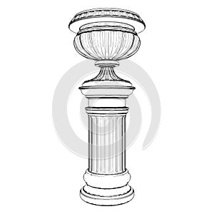 Antique Vase Flowerpot Vector. Illustration Isolated On White Background.