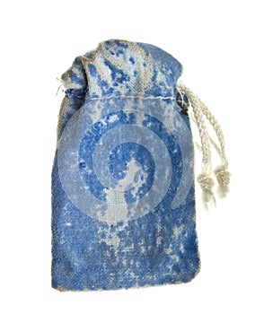 Antique velvet pull-string blue bag