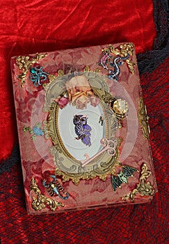 Antique Victorian Era Book With Colorful Gemstones added.