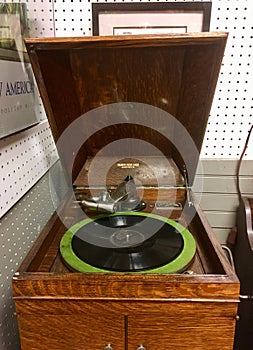 Antique victrola - wind up, early 1900s photo