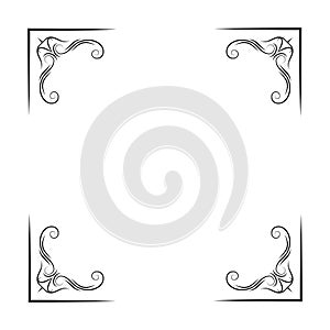 Antique vintage corners. Filigree and flourish elements. Vector illustration.