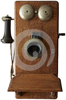 Antique Vintage Crank Telephone Isolated photo