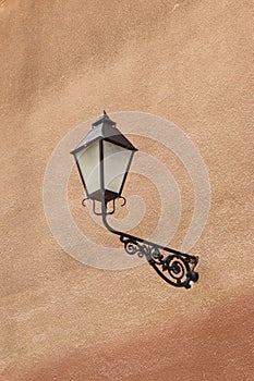 Antique vintage decorative outside lantern lamp on wall