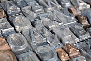 Antique vintage movable type alphabet set