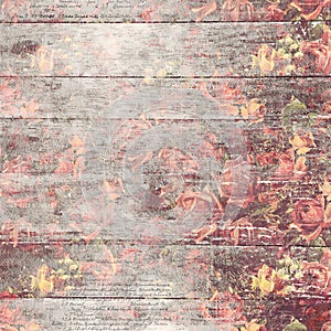 Antique vintage roses patterned background in rustic fall colors