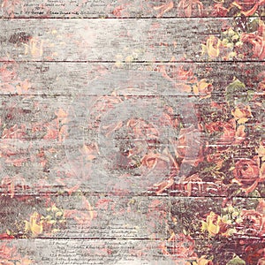 Antique vintage roses patterned background in rustic fall colors photo