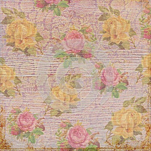 Antique vintage shabby roses background