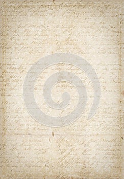 Antique vintage textured paper with script photo