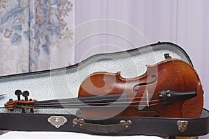 Antique violin on a table