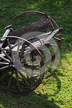 Antique wagon left outdoors abandoned ruined